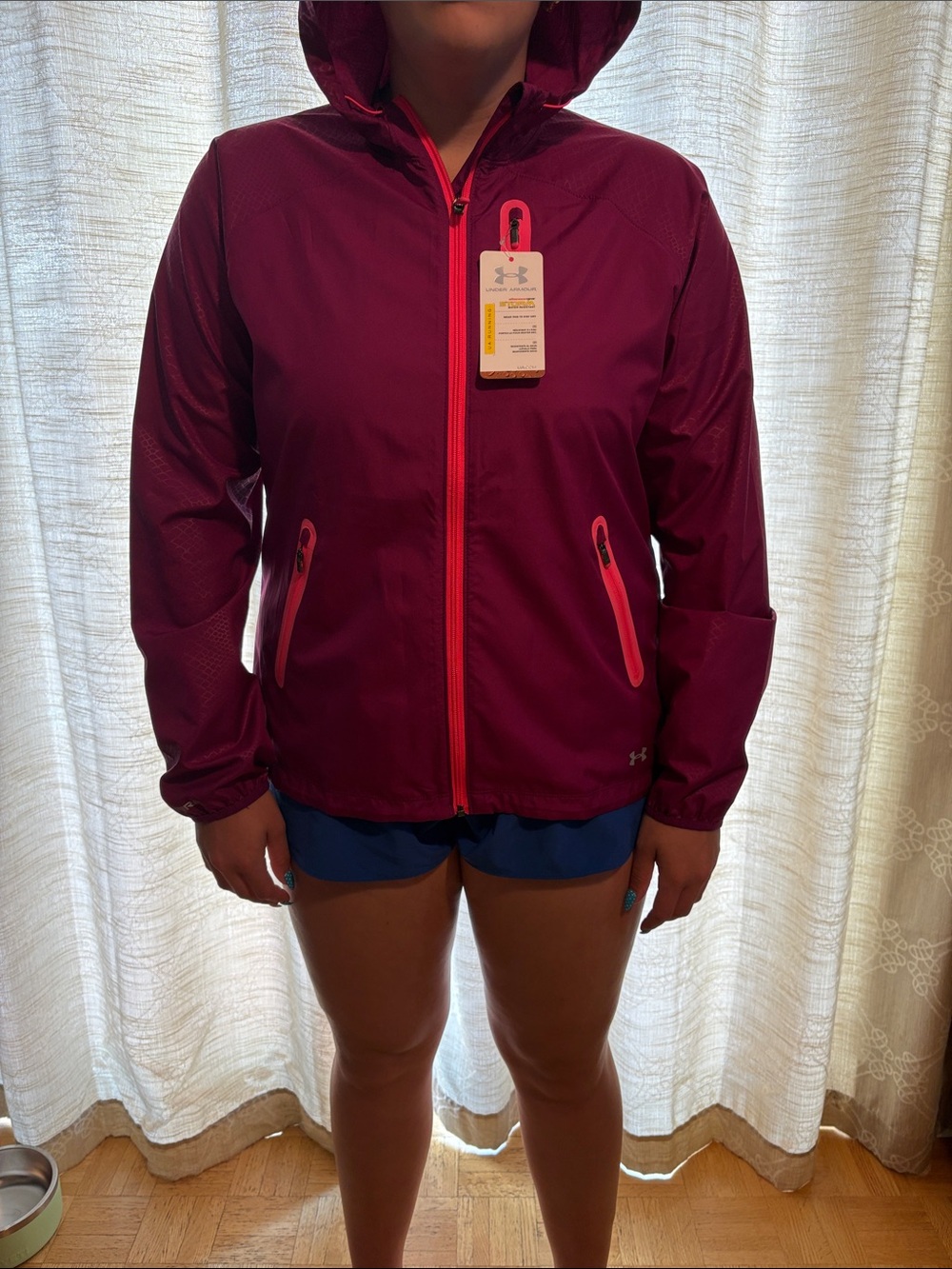 Under Armour Women's Fuchsia Hooded Windbreaker with Pink Accents